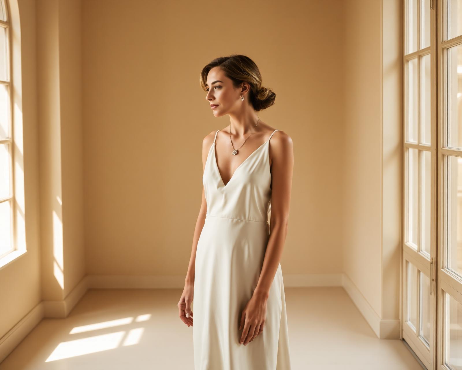Editorial portrait wearing fine moissanite jewelry